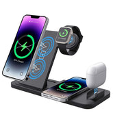 4-in-1 Foldable Desktop Mobile Phone Watch Earphones Wireless Charger